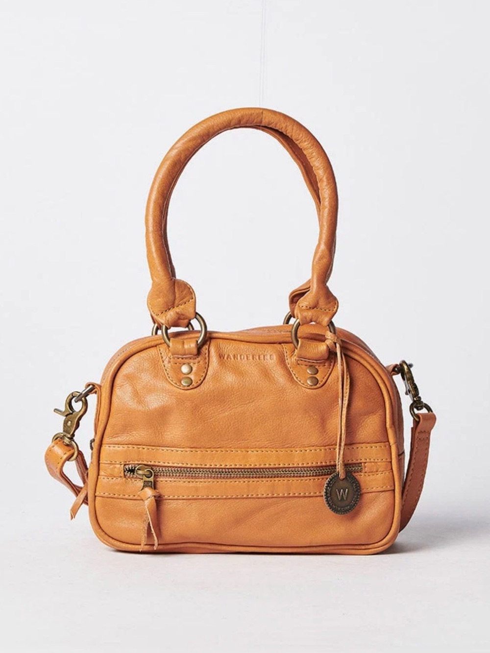 Wanderers Travel Co Tan Brown Leather Montreux Cross Body Hand Bag Purse
